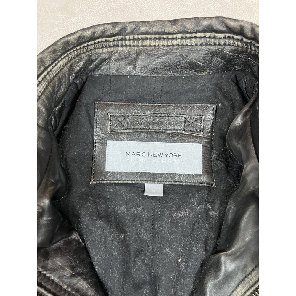 Marc New York by Andrew Marc Distressed Heavy Leather Jacket Men's Size Large - Picture 3 of 11